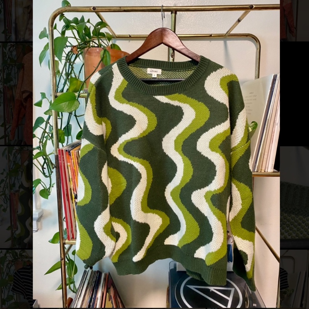 Groovy green wiggle sweater from Bittersweet Clothing Company in Virginia